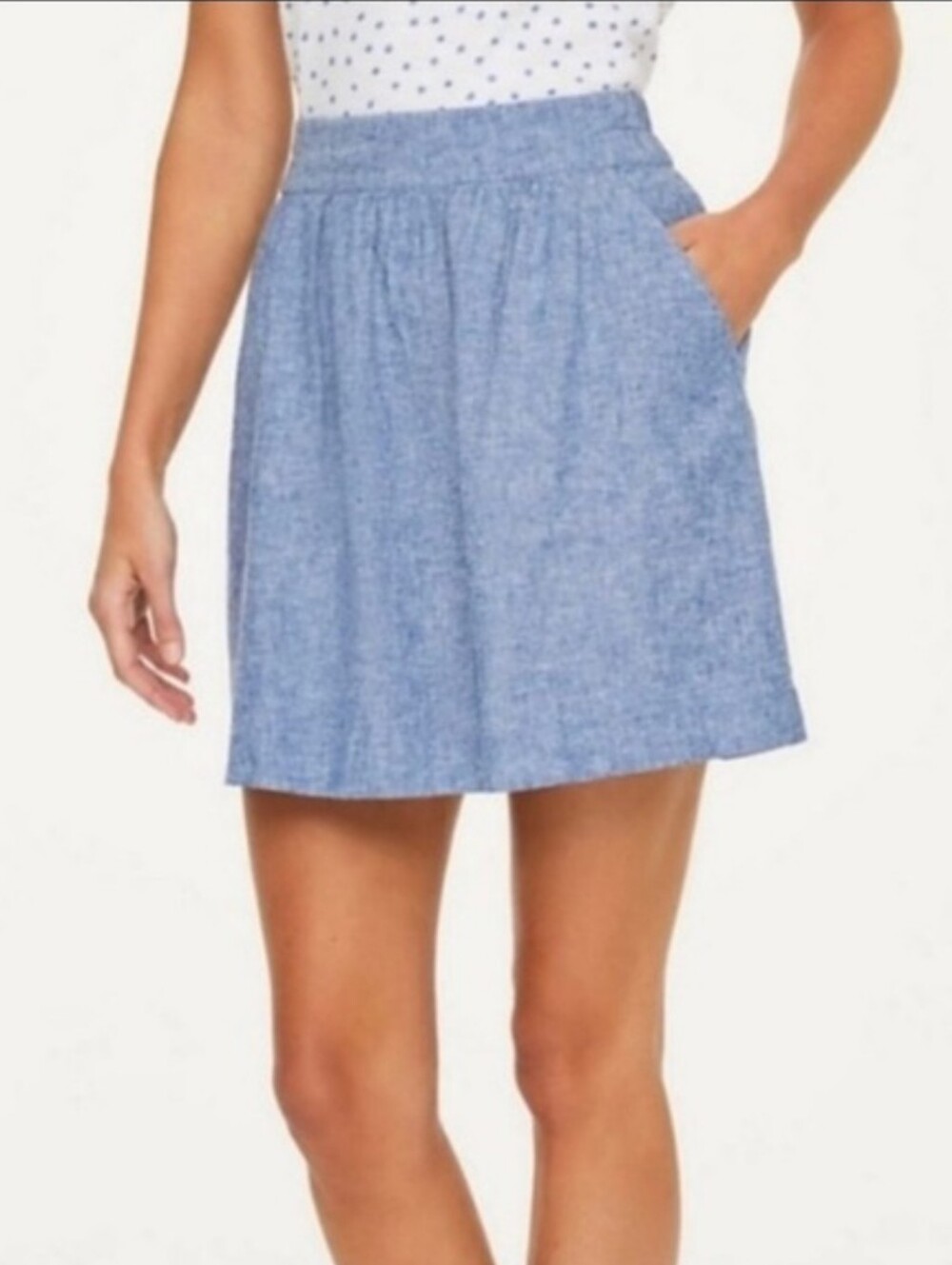 Ann Taylor Loft Linen Chambrey Pocketed Skirt